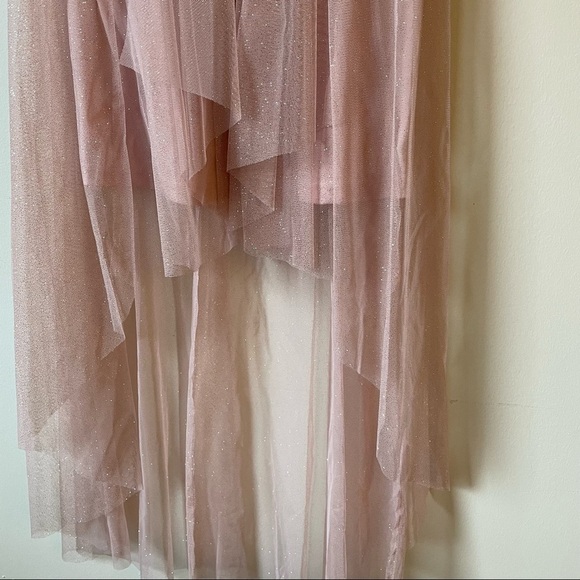 Hailey Logan by Adrianna Papell Blush Pink High Low Cutoit V-Neck Straps Gown - Picture 3 of 6